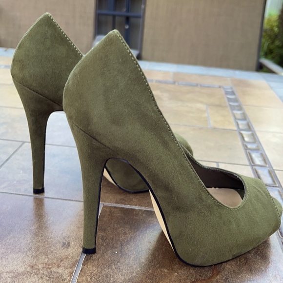 Diba Olive Green Stiletto Open Toe Heels - Picture 4 of 7